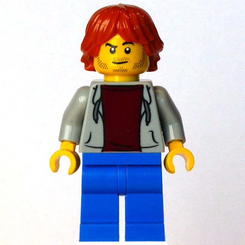fig-016622 – Man, Light Bluish Gray Sweater, Blue Legs, Dark Orange Hair