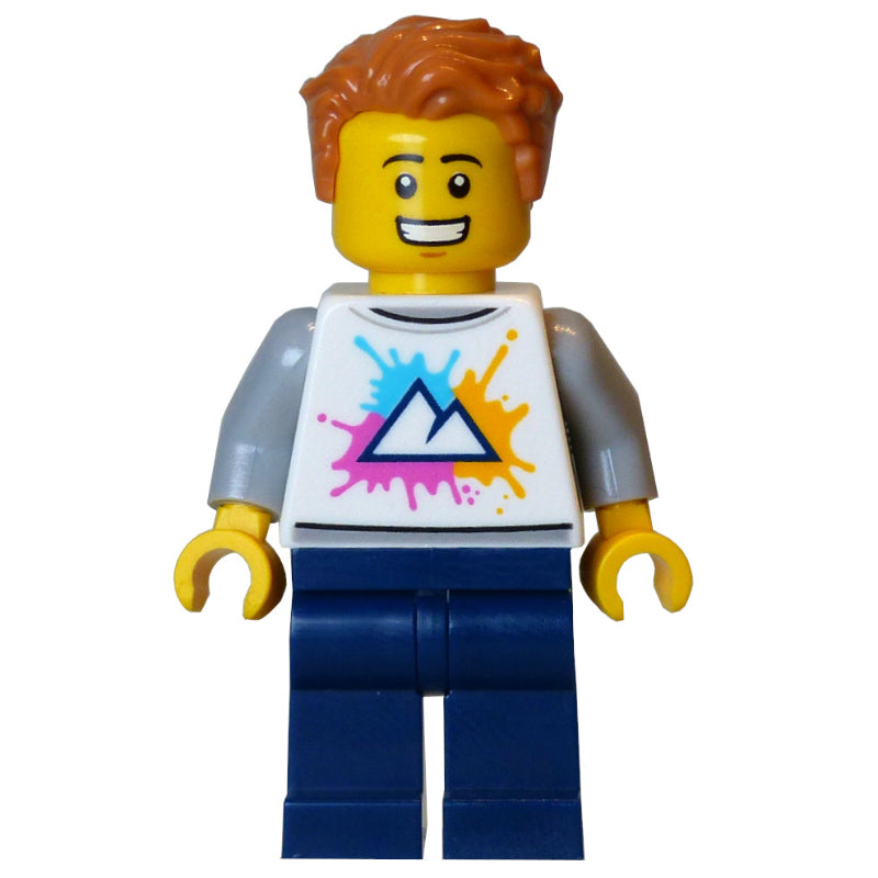 fig-016701 – Tourist, White Torso, Dark Blue Legs, Medium Nougat Hair