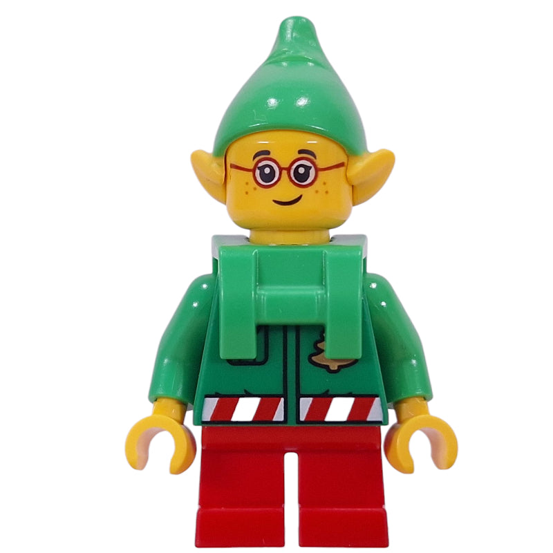 fig-016885 – Elf - Bright Green Torso, Red Legs, Bright Green Hat, Backpack