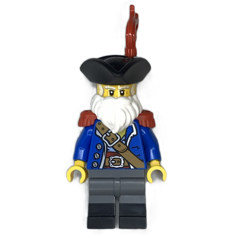 fig-016951 – Pirate Captain Ogel, Blue Torso, Dark Bluish Grey Legs, Red Epaulets, Beard, Black Hat