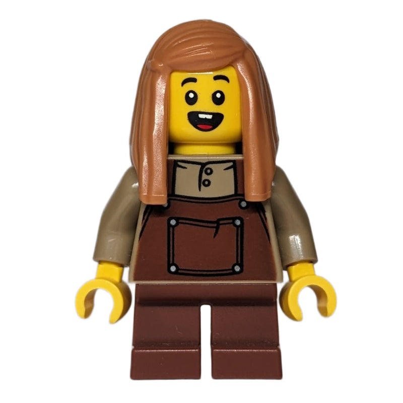 fig-016978 – Kid, Dark Tan Torso, Reddish Brown Apron, Medium Nougat Hair