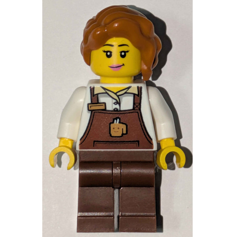 fig-017010 – Barista, Reddish Brown Apron, Dark Orange Hair