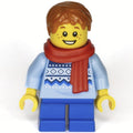 fig-017032 – Kid, Bright Light Blue Torso, Blue Legs, Dark Orange Hair, Scarf