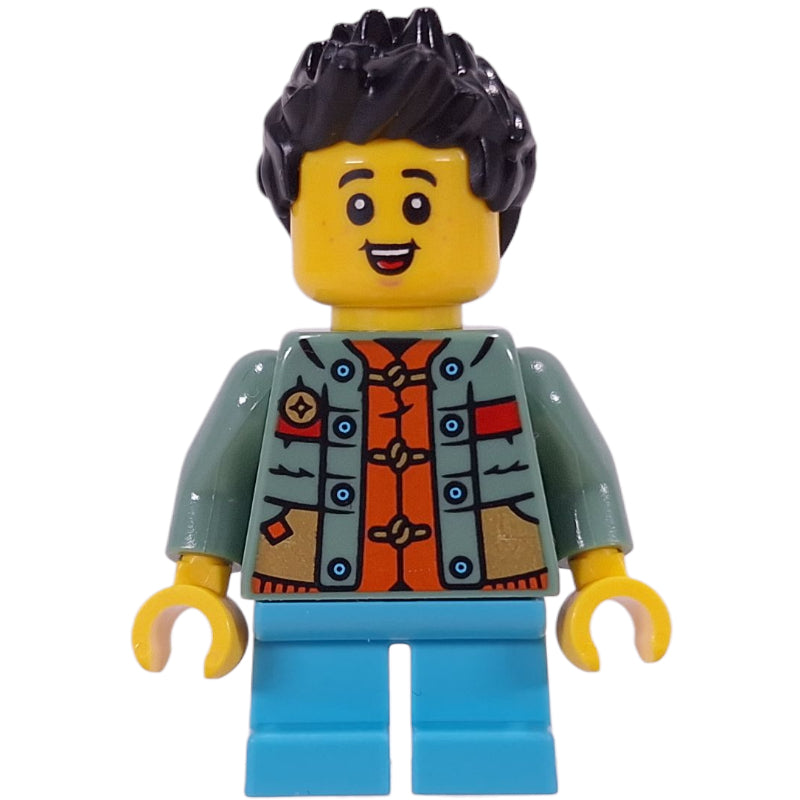 fig-017044 – Kid, Sand Green Torso, Medium Azure Legs, Black Hair