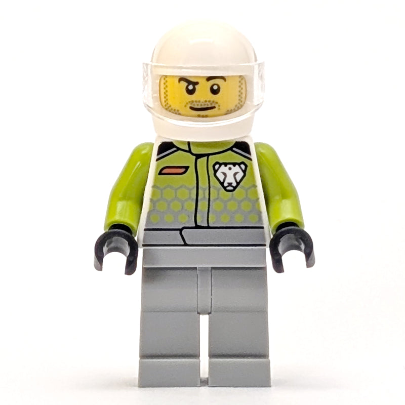 fig-017091 – Race Driver, Lime Jacket, Light Bluish Gray Legs, White Helmet