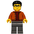 fig-017098 – Man, Dark Orange Torso, Dark Bluiosh Gray Legs, Black Hair