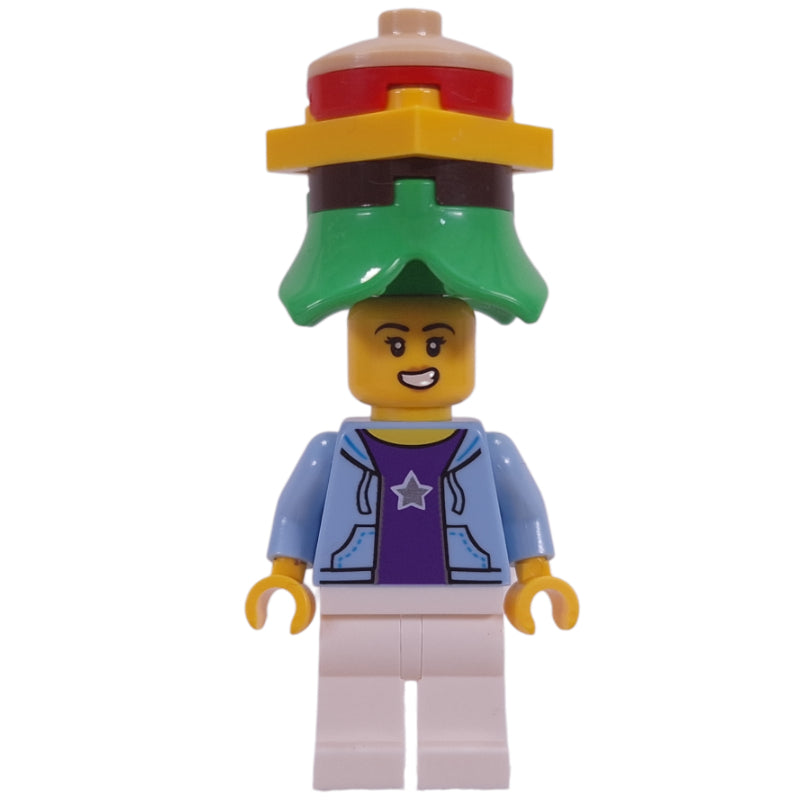 fig-017249 – Bright Light Blue Torso, White Legs, Hamburger Hat